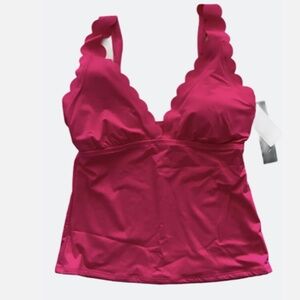 La Blanca Nwt Petal Pusher Scalloped Fuchsia Tankini Swim Bikini Top 6